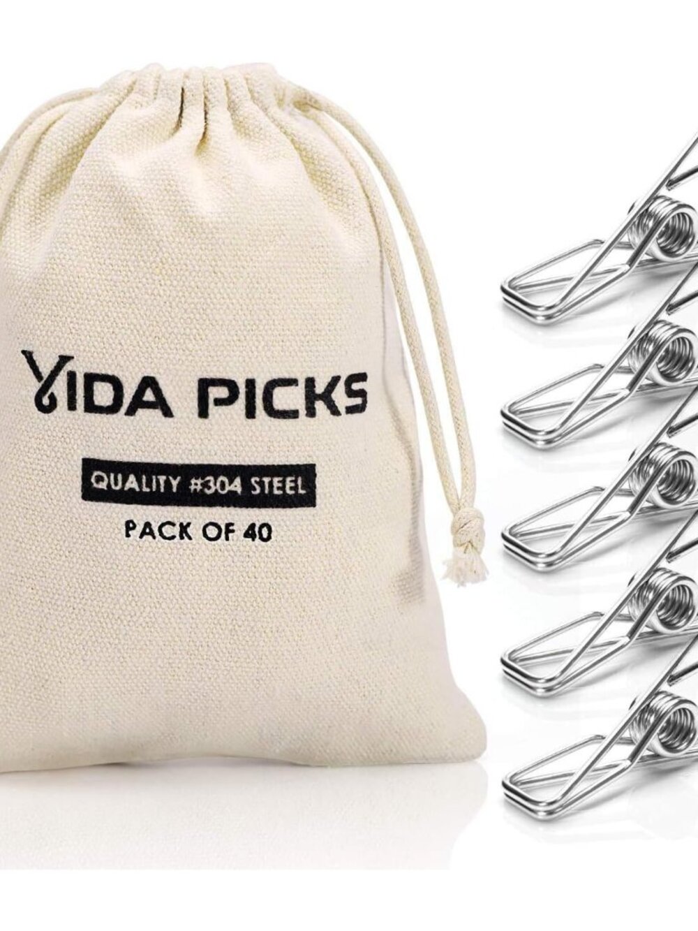 40 Pack Wire Clothes Pins Heavy Duty Outdoor, Stainless Steel ClothesPins for Ha